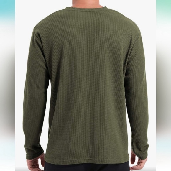 MARINE LAYER NWT Men’s Long Sleeve Box Waffle Knit Henley Forest Night Size M - Picture 2 of 10